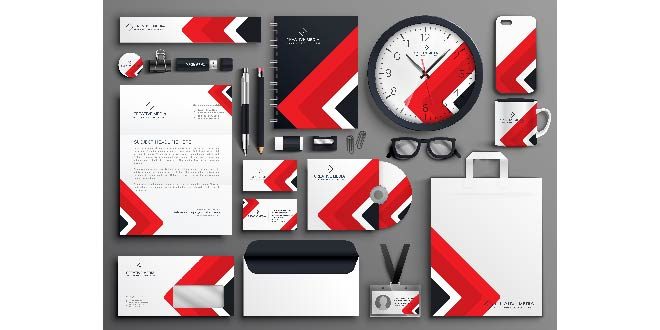 Red professional business branding stationery set Free Vector