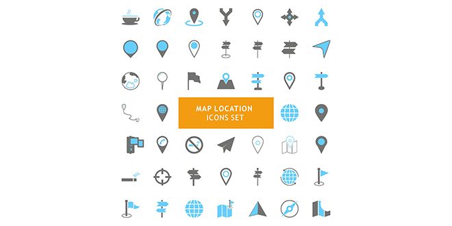 Icons set about maps