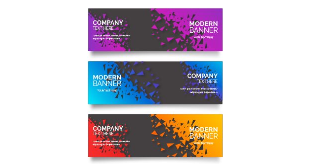 Modern Banner Collection with Broken Abstract Shapes
