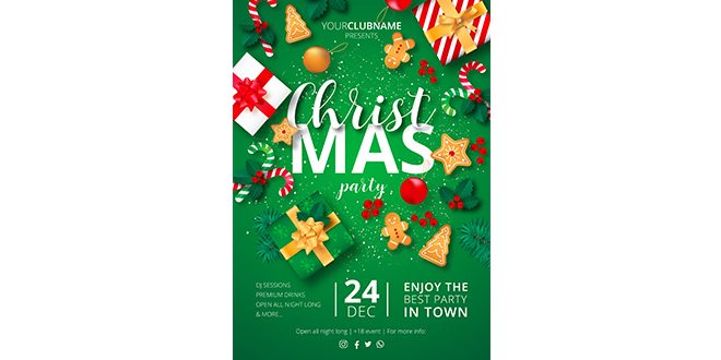 Christmas Party Poster Ready to Print  Vector