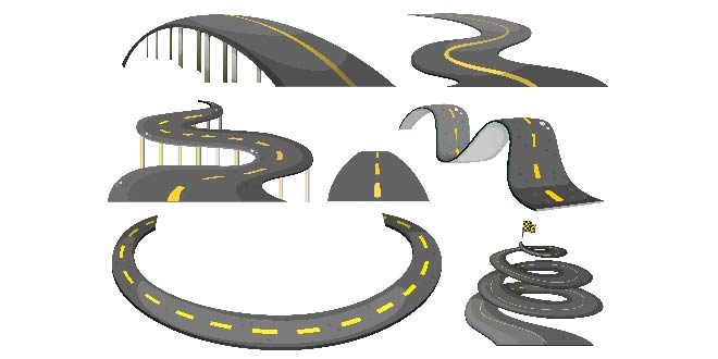 Illustration of a set of roads Free Vector