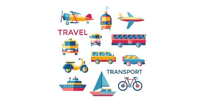 Transport elements collection Free Vector