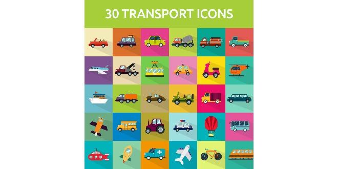 30 transport icons Free Vector