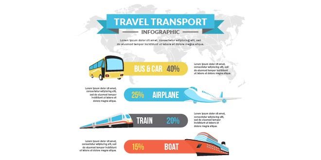 Set of infographic transports in flat design Free Vector