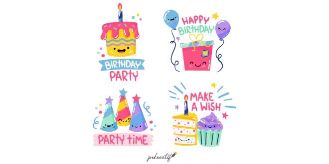 Lovely hand drawn birthday labels Free Vector
