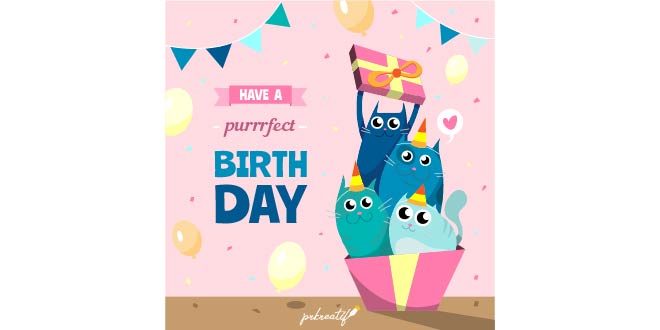 Colorful birthday background with flat deisng Free Vector