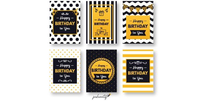 Elegant abstract birthday card pack Free Vector