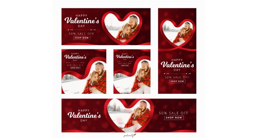 valentines day web banners with photo free vector