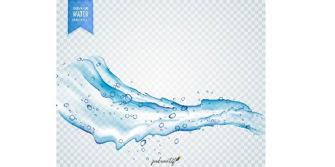 transparent water splash with drops light blue color flowing wavy shape free vector