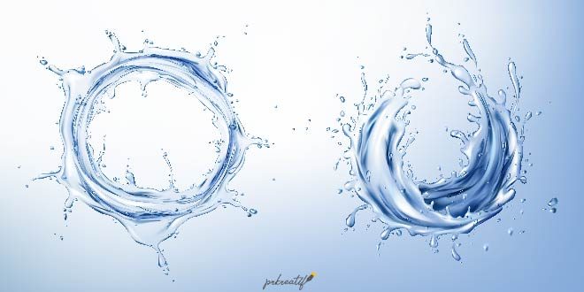 3d realistic set with blue water splashes abstract shapes with drops clean transparent free vector