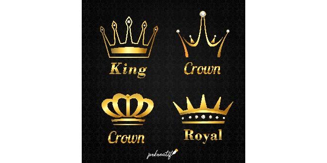 collection golden crowns free vector