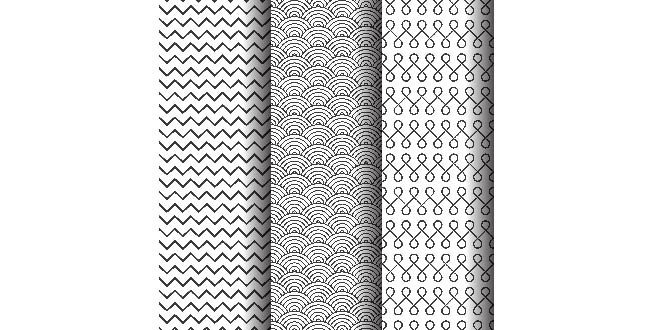 abstract geometric patterns set black white seamless textures background free-vector