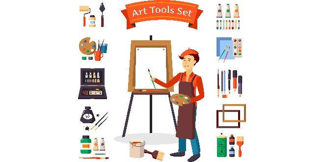 artist art tools set free vector