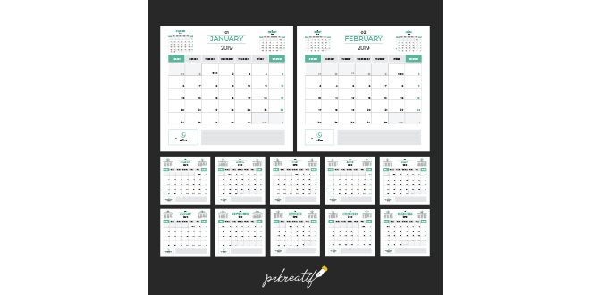 2019 calendar template Vector