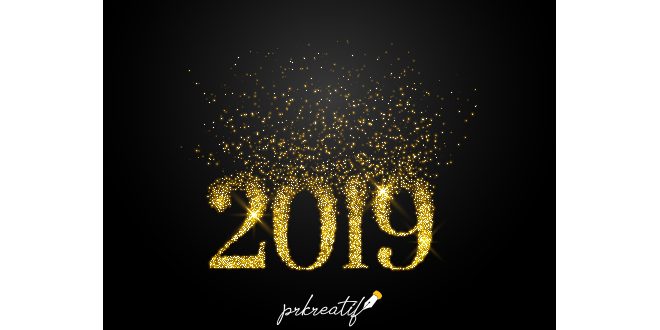 2019 written in sparkles and glitter style Vector