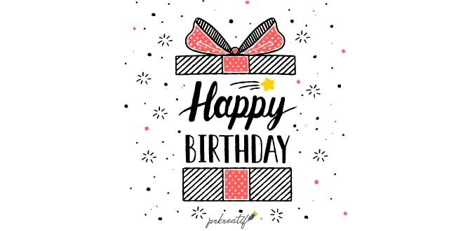 Birthday background with hand drawn gift Free Vector