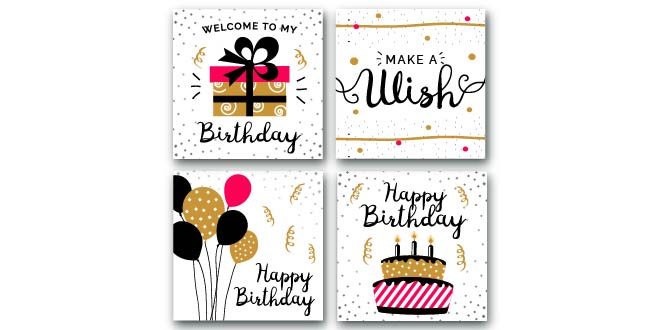 Flat birthday card set Free Vector