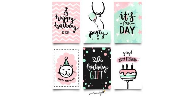 Water color bithday party cards collection Free Vector