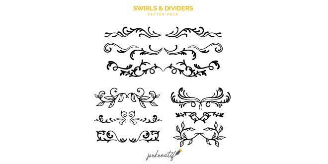 Elegant swirls and dividers vector pack Free Vector