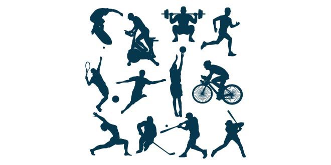 Sport silhouettes in hot actions Free Vector