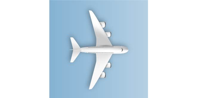 Airplane in top view Free Vector