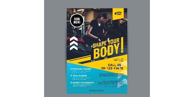 Gym flyer brochure Free Vector