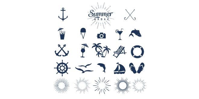 Summer icons Free Vector