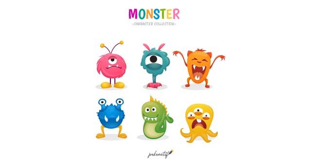 Colorful monsters collection Free Vector