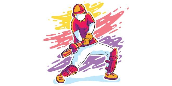 Colorful batsman playing cricket Free Vector
