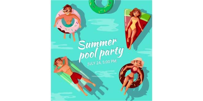 Summer pool party illustration Free Vector