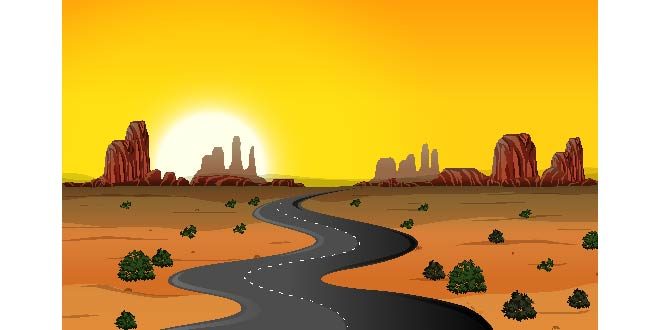 A desert road background Free Vector
