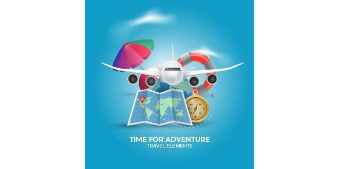 Set of travel elements in realistic style Free Vector