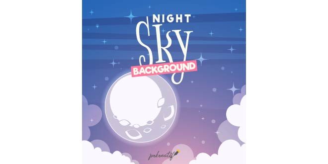 Cartoon night sky background Free Vector
