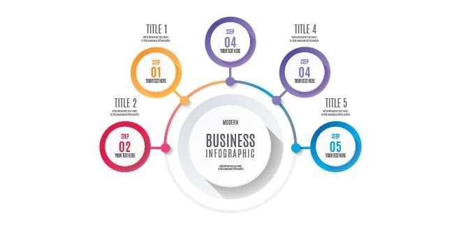 Modern Business Infographic with Blue Colors Free Vector