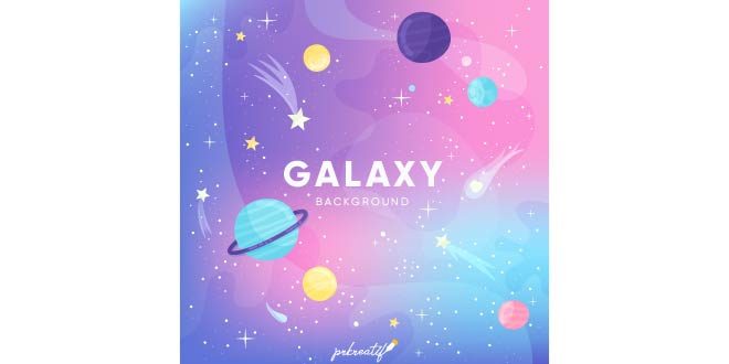 Lovely galaxy background with flat design Free Vector
