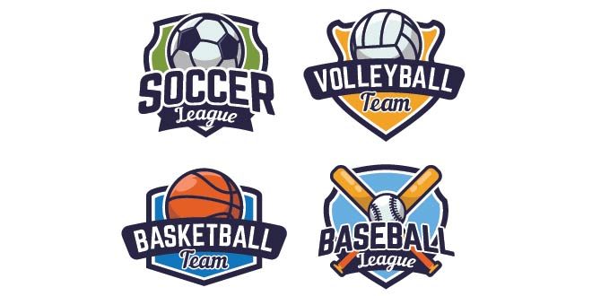 Modern set of abstract sports logos Free Vector