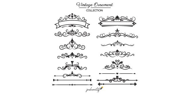 Elegant set of vintage ornaments Free Vector