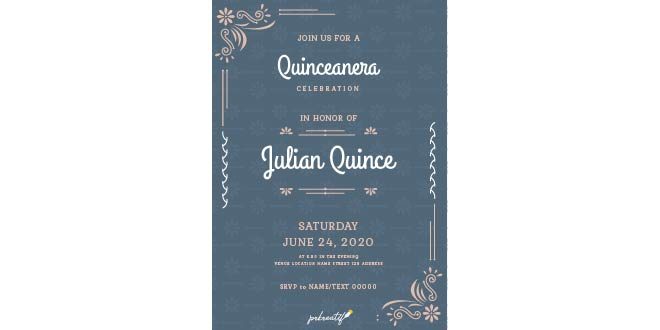 Quinceanera floral ornaments invitation template Free Vector