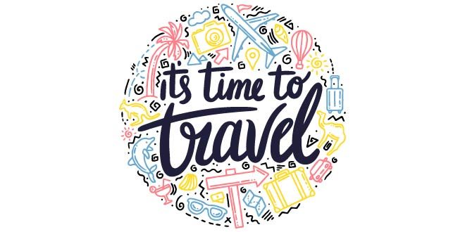 Travel background with lettering Free Vector
