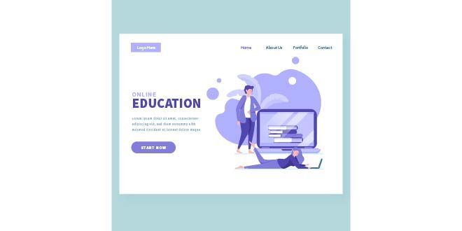 Online education landing page template Free Vector