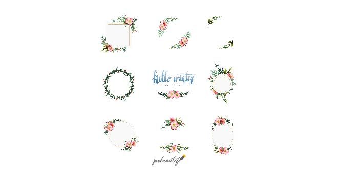 Watercolor winter bloom and elements vector Free Vector