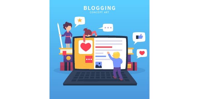 Modern blogger concept with flat design Free Vector