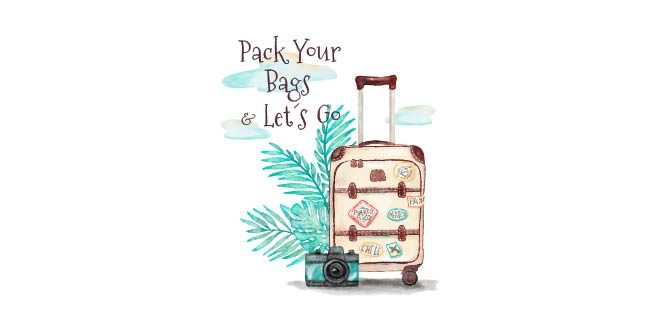 Water color travel bag background Free Vector