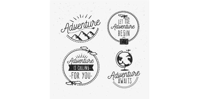 Pack of hand drawn adventure stickers Free Vector