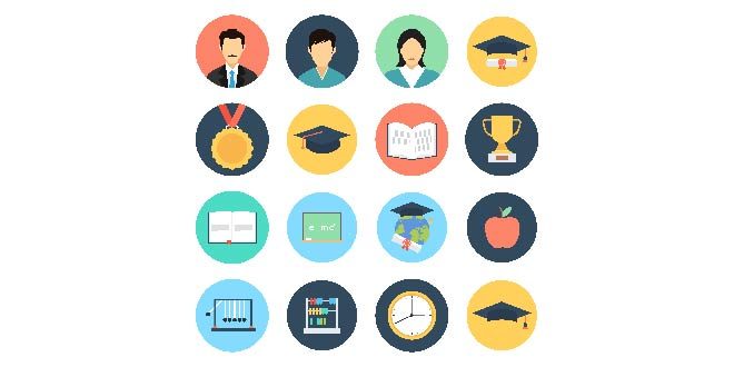 Education icons set Free Vector