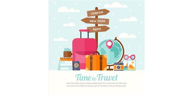 Flat travel background Free Vector