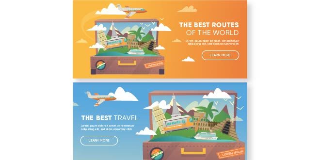 Banners with travel concept Free Vector