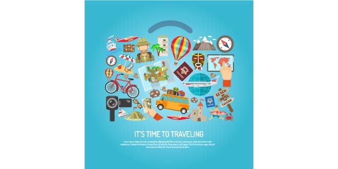 Traveling Time Flat Color Concept Free Vector