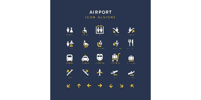 Airport service signs vector set Free Vector
