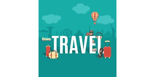 Travel background in flat style Free Vector